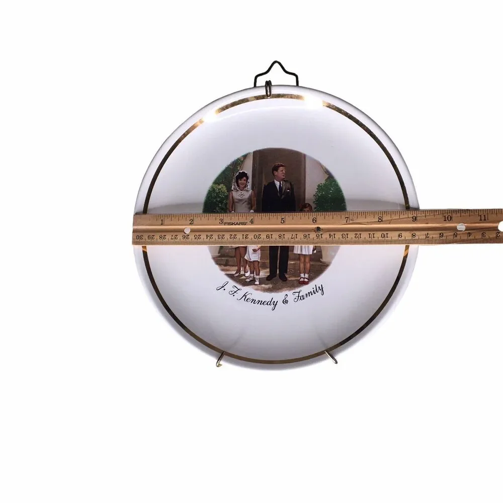 Vintage MCM President John F Kennedy Family Collector Plate Gold Rim With Hanger